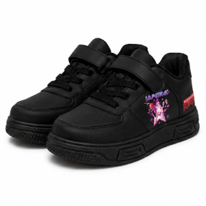 Dziecięce Sneakersy K-Pop Demon Hunters Czarne Buty Sportowe dla dzieci na Rzep
