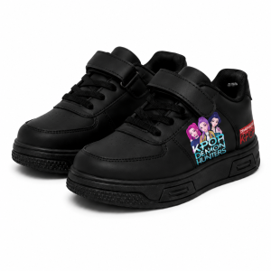 Dziecięce Sneakersy K-Pop Demon Hunters Czarne Buty Sportowe dla dzieci na Rzep