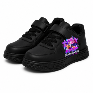 Dziecięce Sneakersy K-Pop Demon Hunters Czarne Buty Sportowe dla dzieci na Rzep