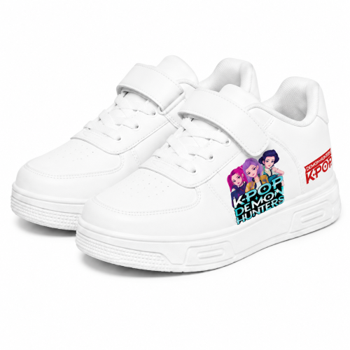 Dziecięce Sneakersy K-Pop Demon Hunters Białe Buty Sportowe dla dzieci na Rzep