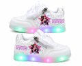 Świecące Buty LED dla Dzieci K-POP Demon Hunters Białe Sneakersy z Kolorowym Podświetleniem