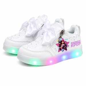 Świecące Buty LED dla Dzieci K-POP Demon Hunters Białe Sneakersy z Kolorowym Podświetleniem