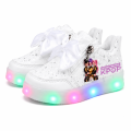 Świecące Buty LED dla Dzieci K-POP Demon Hunters Białe Sneakersy z Kolorowym Podświetleniem