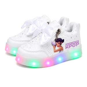 Świecące Buty LED dla Dzieci K-POP Demon Hunters Białe Sneakersy z Kolorowym Podświetleniem