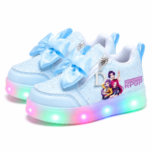Świecące Buty LED Dziewczęce K-POP Demon Hunters Sneakersy z Kokardą i Zamkiem