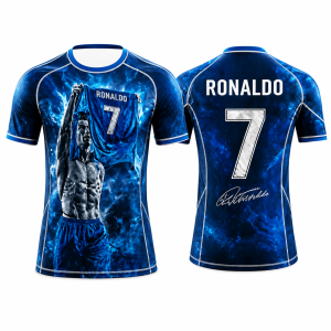Koszulka sportowa 3D UNISEX granatowy T-Shirt piłkarski CRISTIANO RONALDO CR7