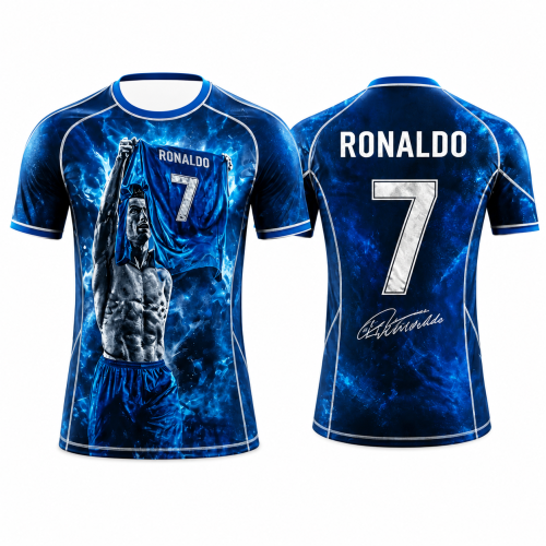 Koszulka sportowa 3D UNISEX granatowy T-Shirt piłkarski CRISTIANO RONALDO CR7