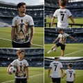 Koszulka sportowa 3D UNISEX biały T-Shirt piłkarski CRISTIANO RONALDO CR7