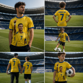 Koszulka sportowa 3D UNISEX żółty T-Shirt piłkarski CRISTIANO RONALDO CR7