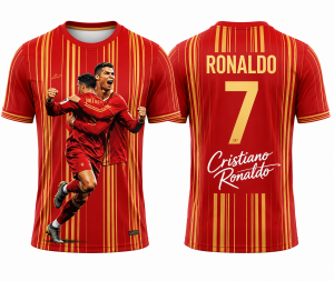 Koszulka sportowa 3D UNISEX T-Shirt piłkarski Pasiak CRISTIANO RONALDO CR7