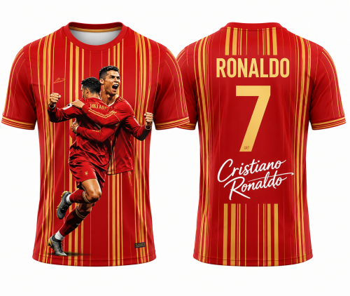 Koszulka sportowa 3D UNISEX T-Shirt piłkarski Pasiak CRISTIANO RONALDO CR7