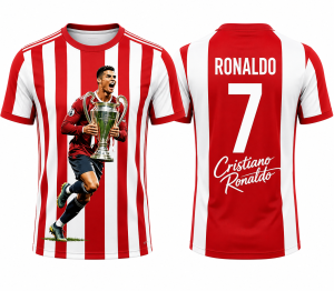 Koszulka sportowa 3D UNISEX T-Shirt piłkarski Pasiak CRISTIANO RONALDO CR7