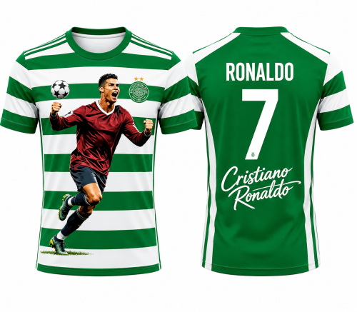 Koszulka sportowa 3D UNISEX T-Shirt piłkarski Pasiak CRISTIANO RONALDO CR7