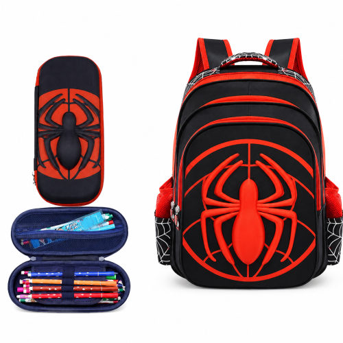 Plecak Szkolny dla dzieci MARVEL Spider-Man dla Chłopca Duży Tornister Czarno Czerwony + Piórnik