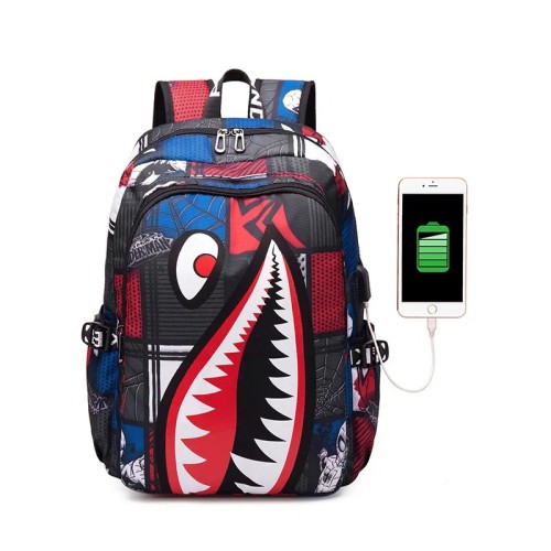 Plecak Szkolny Młodzieżowy Rekin SHARK Tornister Miejski z Portem USB