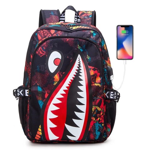 Plecak Szkolny Młodzieżowy Rekin SHARK Tornister Miejski z Portem USB