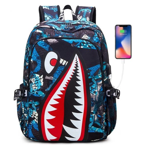 Plecak Szkolny Młodzieżowy Rekin SHARK Tornister Miejski z Portem USB