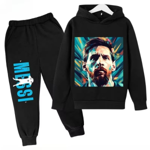 Dres Messi dla Dziecka Komplet Sportowy Bluza z Kapturem Spodnie Piłkarskie