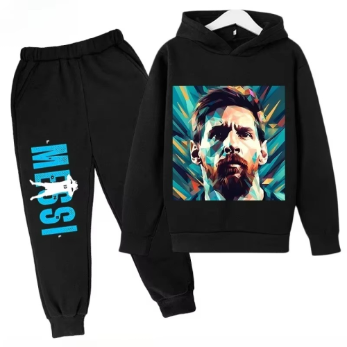 Dres Messi dla Dziecka Komplet Sportowy Bluza z Kapturem Spodnie Piłkarskie