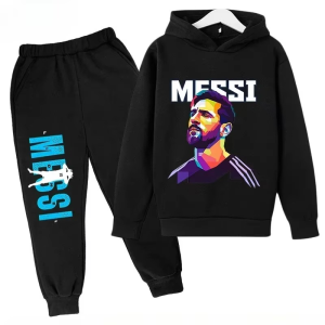 Dres Messi dla Dziecka Komplet Sportowy Bluza z Kapturem Spodnie Piłkarskie