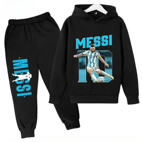 Dres Messi dla Dziecka Komplet Sportowy Bluza z Kapturem Spodnie Piłkarskie