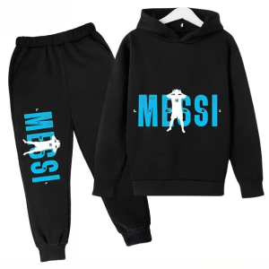 Dres Messi dla Dziecka Komplet Sportowy Bluza z Kapturem Spodnie Piłkarskie