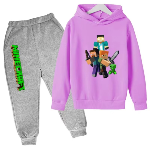 Dres Dziecięcy Minecraft Bluza z Kapturem Spodnie Komplet 100–160