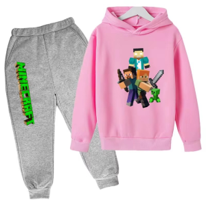 Dres Dziecięcy Minecraft Bluza z Kapturem Spodnie Komplet 100–160
